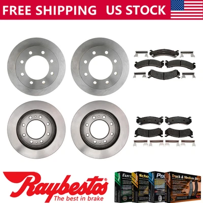 Rotores de freno delanteros traseros y pastillas de freno para Chevrolet Silverado 2500 HD 2007-2010 Foto 1 de 4