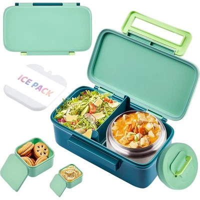 Kids Bento Lunch Box Set W/ Leak Proof Container Water Bottle Soup Thermos Bag - Image 1 of 4