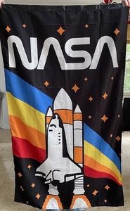 NASA Colorful Rocket Space Shuttle Banner Flag 30 x 50 Inches - Picture 1 of 5