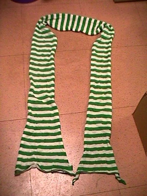 rare vtg y2k AMERICAN EAGLE OUTFITTERS thin green stripe sparkle SCARF nwot 72" - Image 1 of 4
