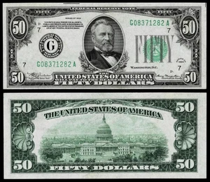 1934 $50 DOLLAR FEDERAL RESERVE NOTE CHICAGO~ UNCIRCULATED - Picture 1 of 1