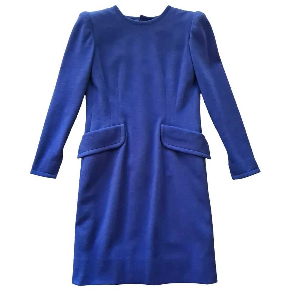 GIVENCHY vintage, robe laine bleu roi, Haute Couture, taille S/M - Photo 1/4