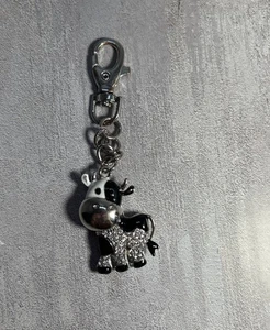 Sparkling Cow Keychain Silver Rhinestone Keychain Charms Women Purse - A32 - Picture 1 of 7