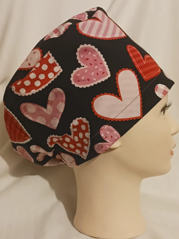 Valentine's Day Euro Scrub cap  Surgical cap  Women's NEW Handmade.  Go Red! - Image 1 of 2