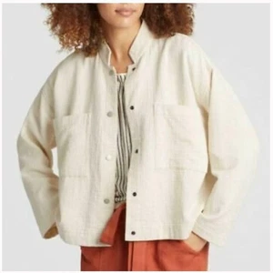 Chaqueta Eileen Fisher Sin Teñir Crudo Algodón Orgánico Cuello Mandarina PM/PL NUEVA CON ETIQUETAS - Imagen 1 de 10