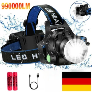 990000LM LED Stirnlampe Super Hell Wiederaufladbar Bewegungssensor Kopflampe USB - Bild 1 von 13