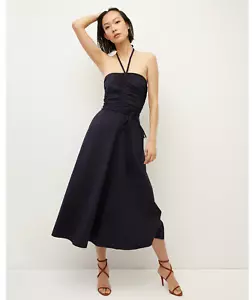 Veronica Beard Tucker Dress Halter Midi Navy Blue Size 10 New Tag $548 - Picture 1 of 10