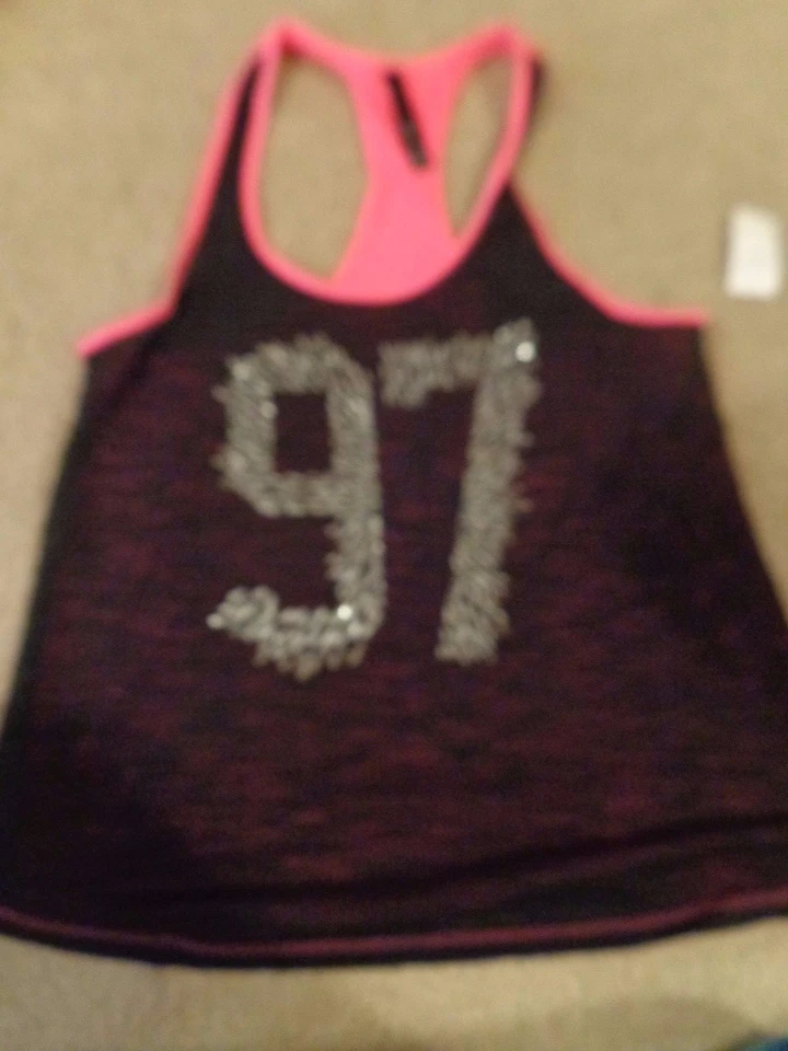 Aeropostale Mujer LLD 97 Malla Negro/Rosa Piezas Camiseta Sin Mangas Talla Mediana Nueva Con Etiquetas  Foto 1 de 1