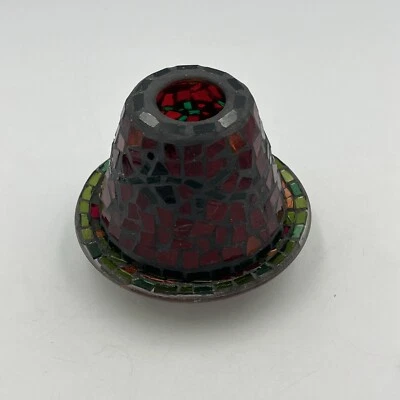 Vela Yankee vermelha, laranja e verde mosaico frasco globo sombra e parte inferior - Imagem 1 de 4