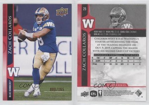 2021 Upper Deck CFL Red /165 Zach Collaros #25
