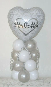 MR & MRS - FOIL WEDDING BALLOON DISPLAY KIT-TABLE DECORATION - No Helium Needed - Picture 1 of 3