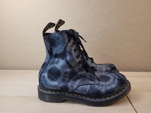 Dr. Martens 1460 Pascal Tie Dye Printed Suede Black 8 Eye Boots Women’s Size 8 - Picture 1 of 9