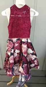 Girls Size 12 Speechless Hi Lo Floral and Lace Holiday Party Dress - Picture 1 of 6