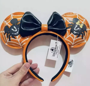 2023 Headband Loungefly Halloween Ears Disney Parks Mickey & Minnie Spider - Picture 1 of 6
