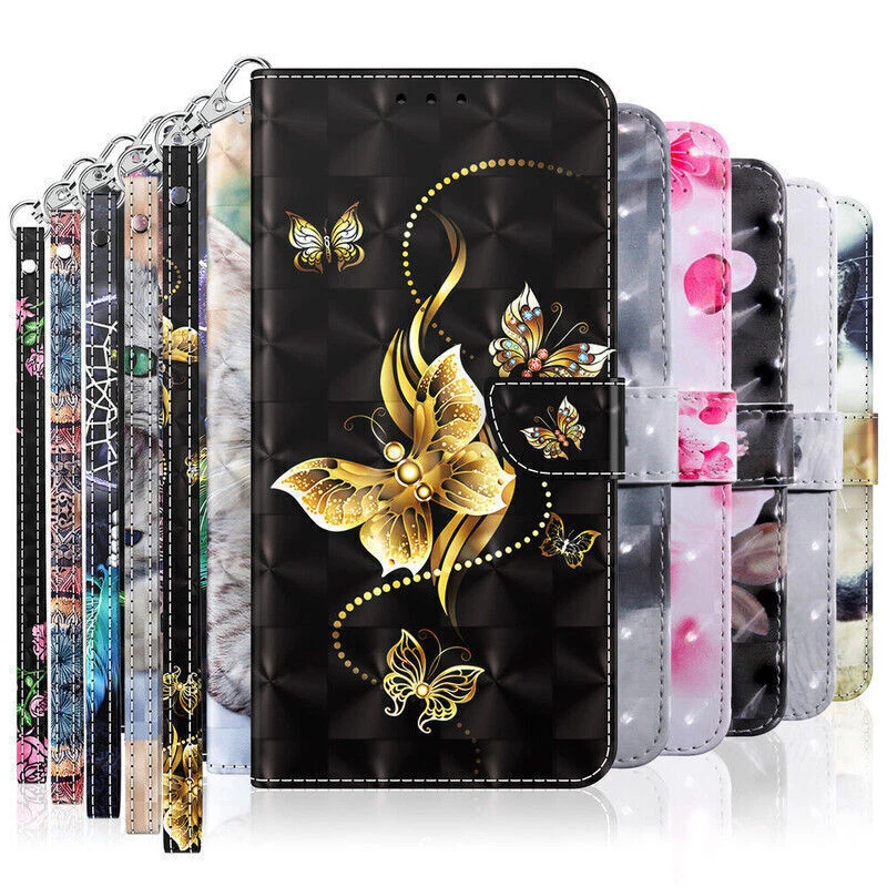 Painted Cat Dog Flower Wallet Cover Case For Motorola G13 G23 G73 E13 E22 - Image 1 of 3