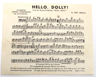 Hello, Dolly! - for Trombone by Jerry Herman - 1964 Sheet Music - Image 1 of 2