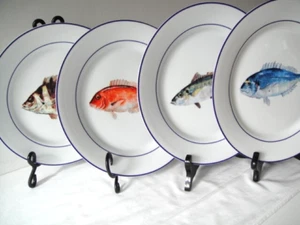 Williams Sonoma Set 4 piatti LA Mer Fish Marc Lacaze 10,5" - Foto 1 di 16