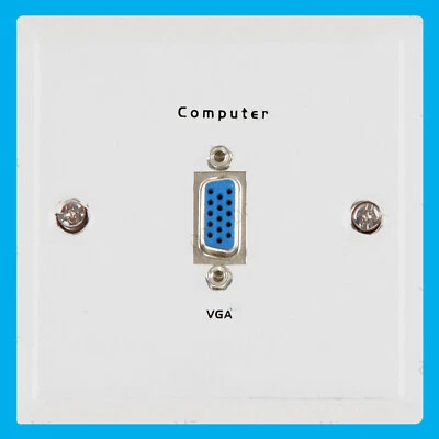 2x VGA Blanc Acier Plaque Murale, Moniteur, Ordinateur, Projecteur, Vidéo, Dos - Photo 1/3
