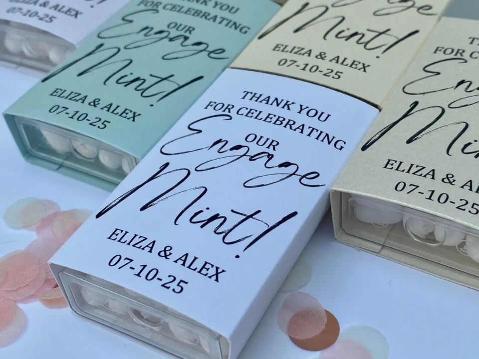 Favores de fiesta de compromiso Tic Tac 10 un. Como nuevo para ser favor. MENTAS INCLUIDAS. Personalizado Foto 1 de 3