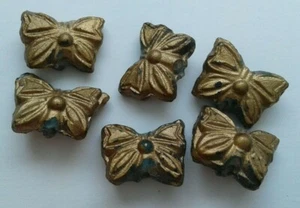6 Glass Butterfly Beads Gold/Blue. 15mm. Jewellery Making/Embellishments/Sewing - Picture 1 of 12