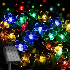 Solar String Lights for Outside,50 LED Solar Flower String Lights Outdoor Waterp - Picture 1 of 12