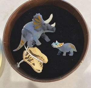 Erstwilder Herbivore Heritage Triceratops Brooch Set Dinosauria Carmen Hui - Picture 1 of 5