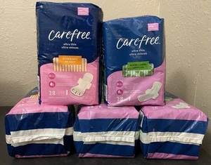 (5) Carefree Ultra Thin Women’s Pads (3) Super Long (2) Overnight 140 Total - Picture 1 of 9