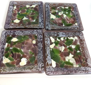 Purple Fused Art Glass Coasters Set of 4 - Picture 1 of 6