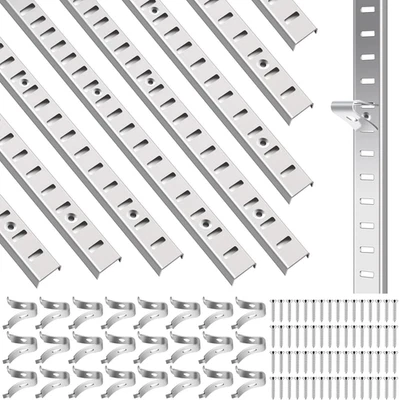 8 Pcs 40" Shelf Pilaster Tracks & 24 Pcs Shelf Clips for Cabinet Shelving System - Image 1 of 4
