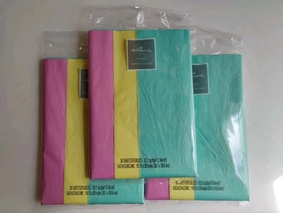 3 Packs Of Hallmark Tissue Paper Pink Green Yellow 30 Sheets 82.2 SQ FT Each  - Image 1 of 3
