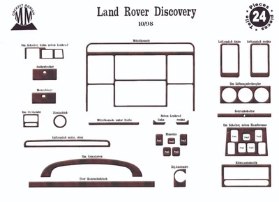 Kit de molduras de tablero de aspecto de madera para Land Rover Discovery 1998-2004 Kit de molduras de panel Foto 1 de 4