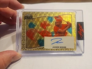 2025 Leaf Metal Draft James Wood GOLD PRISMATIC RC Rookie 1/1 Auto SUPERFRACTOR - Picture 1 of 4