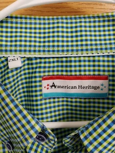 American Heritage Herren 2XLT grün kariertes kurzärmliges Performance-Hemd mit Knopfleiste - Bild 1 von 7