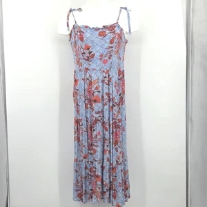 Knox Rose Tiered Midi Dress Size XL Blue Floral Rayon Cottagecore Boho Country - Picture 1 of 8