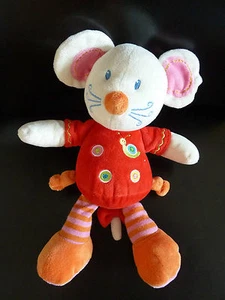 *. DOUDOU PELUCHE NICOTOY SOURIS ROUGE ROSE ORANGE ESCARGOT EXCELLENT ETAT - Imagen 1 de 5