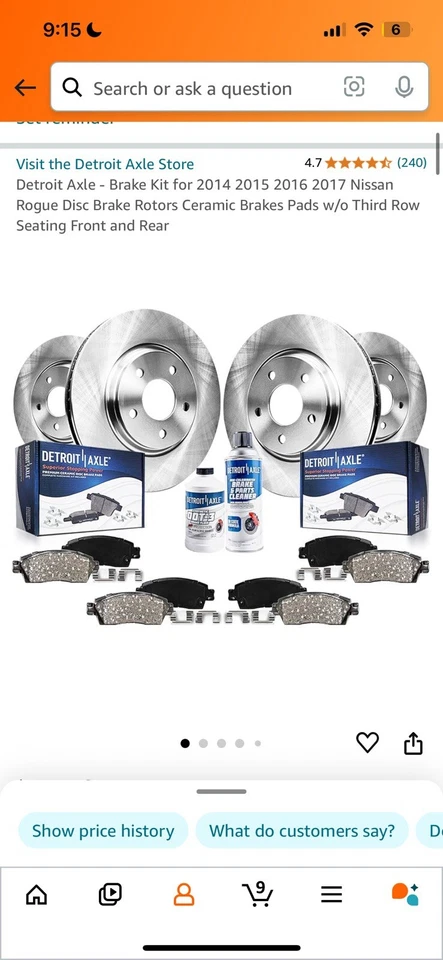 Freio e rotores Nissan Rogue 2014-2016 - Imagem 1 de 1