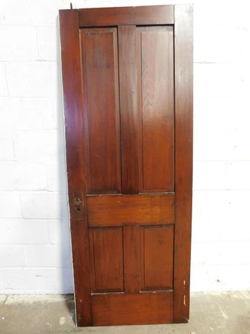 1800's Antique Wooden INTERIOR DOOR Four Panel VICTORIAN Style Butternut ORNATE Cover