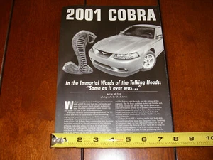 2001 MUSTANG COBRA SVT ORIGINAL ARTICLE - Picture 1 of 3