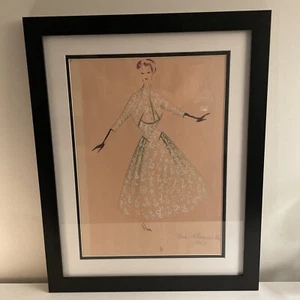 Chiarovalle "House Dresses" Lithograph Print 1955 Framed w/ Glass French Fashion - Picture 1 of 16