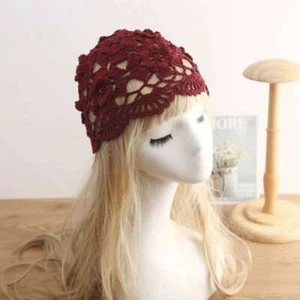 Handmade Lady Floral Crochet Hat Turban Caps Headwear Cutout Braided Beanie Chic - Picture 1 of 19
