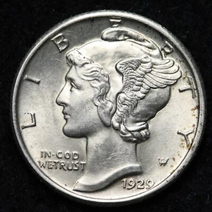 1929 Mercury Silver Dime BU *UNCIRCULATED* MS FULL BANDS E220 WQEP - Picture 1 of 2