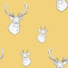 Catherine Lansfield Stag Wallpaper Stripes Lines Woven Effect Yellow Grey Taupe