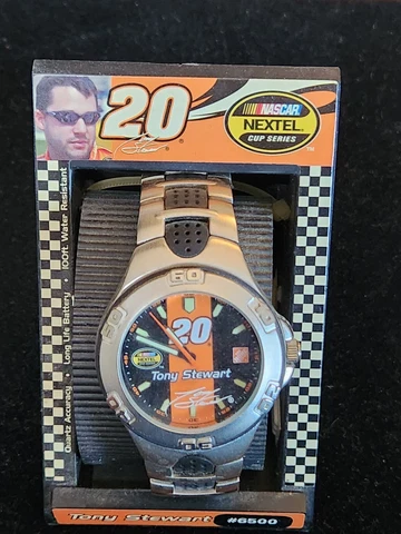 Tony Stewart #20 Official NASCAR Black Orange Wrist Watch #6500 Brand NEW Cover