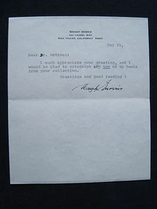 ORIGINAL TYPED LETTER SIGNED by WRIGHT MORRIS Author, Photographer & Essayist - Picture 1 of 2