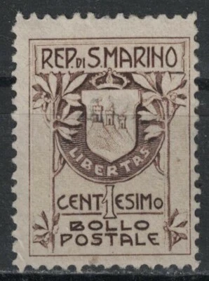 SAN MARINO:1910 SC#78a type 1 MNG Coat of Arms  AA50 - Image 1 of 2