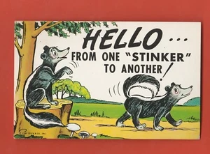 VINTAGE COMIC POSTCARD FROM ONE STINKER TO ANOTHER SKUNKS - Picture 1 of 2