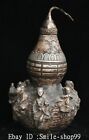 12.5" China Old Silver Eight Immortals Buddha Gourd Calabash Flower Bottle Vase