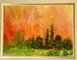 Woodland Sunrise de Derk Hansen 9""x12"" Doble Blanco Enmarañado IMAGEN IMPRESA - Imagen 1 de 2