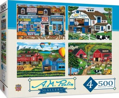 New Masterpieces A.M. Poulin Gallery - 4-Pack 500 Piece Puzzle - Image 1 of 3