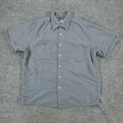 Rip Curl Button Shirt Men's Medium Gray Relaxed Fit Collared Short Sleeve Pocket - Image 1 of 4